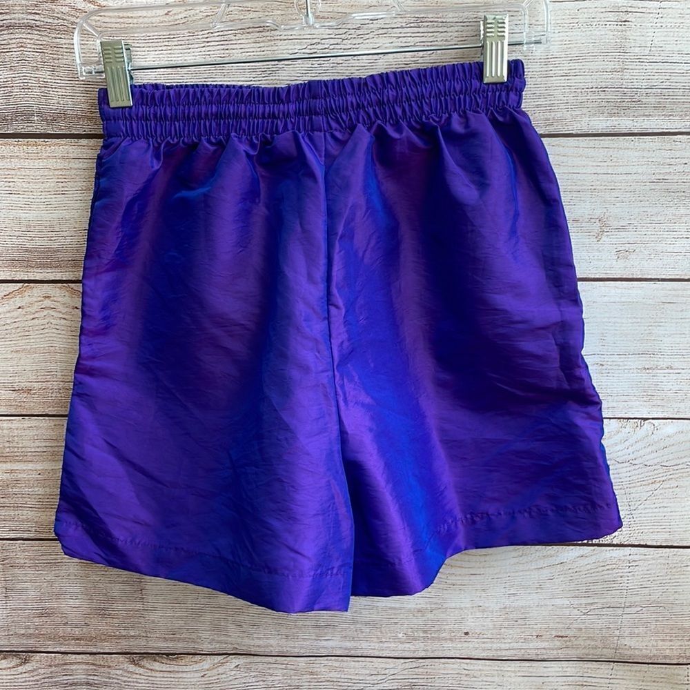 Women's Elastic Waist Satin Shorts - Purple